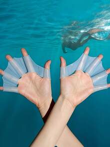 Rutschfeste Schwimmflossen aus Silikon, Schwimmhandschuhe für Männer und Frauen, Frosch-Schwimmflossen mit Schwimmhäuten, Schwimmpaddel, Handflossen für Pool, Meer, Tauchen, Training, Aquatische Trainingsausrüstung, Strand-Schwimmzubehör, Innen- und Außen-Schwimmzubehör - Verschiedenfarbig - Übersicht 3