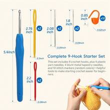9-Piece Ergonomic Crochet Hooks Set With Soft Silicone Handles And Knitting Accessories Crochet Kit For Beginners Size 2-6mm - 1 - 查看 3