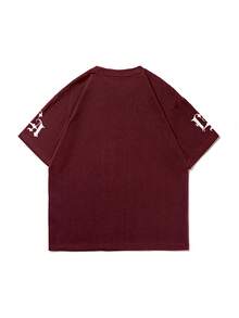 Camiseta de manga corta casual y versátil con elemento impreso simple para hombres Zrgoth - Burdeos - Ver 4