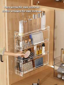 1 Wall-Mounted Cosmetic And Nail Polish Organizer - 3/4/5 Tier Detachable Transparent Plastic Shelves, Space-Saving Bathroom And Bedroom Storage Rack, Portable Adhesive Design For Easy Installation, Bathroom Organization, Smooth Surface, Perfume Storage, Valentine's Day Gift,Room Decor - Multicolor - View 9