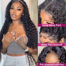 bling hair Perruque Cheveux Humains 13x6 Lace Frontale Deep Wave Noir Naturel, Perruque Naturelle Brésilienne 180 Densité 30 32 Pouces, Perruque Lace Front HD Transparente Pré-Épilée Avec Nœuds Discrets, Cheveux Humains Souples Undulations Profondes, Perruque Lace Frontal 13x6 Large Raie Effet Naturel, Bonnet Ajustable Comfortable Et Respirant, Perruque Cheveux Humain Prête à Porter, Adaptée Usage Quotidien, Travail, Soirée, Mariage, Sortie, Perruque Femme Texture Deep Wave Longue Et Volumineuse, Perruque Naturelle Haute Densité, Coiffure Ondulée Élégante, Perruque Lace Frontale Cheveux Humains Style Naturel Et Soigné - Natural Black - 查看 10