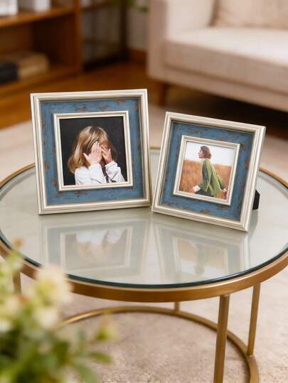 1pc 4/5 Inch Square Photo Frame, Classic European & American Style Multi-Functional Decor For Home & Office, Creative Photo Display Stand For Tabletop