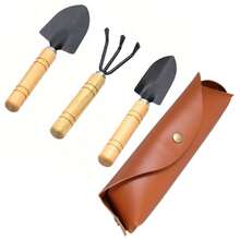 4件套园艺工具套装，包括花园耙、适用于种植花卉蔬菜的小铲子、多肉植物专用小铲子、迷你园艺铲以及盆栽植物用品。 - 收納包+工具 - 查看 11