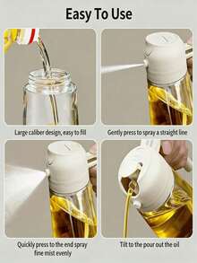1 pieza Botella rociadora de aceite de gran capacidad de 400ml con patrón personalizado (Este producto está hecho de plástico, que puede solidificarse y afectar el rendimiento del rociado en invierno frío. No lo coloque en el lavavajillas para limpiarlo, ya que puede causar deformación y afectar el uso normal) - Multicolor - Ver 9