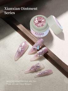 Cvian Fairy Glam 凝胶美甲延长胶，快速成型，不粘腻，可塑形，适用于3D美甲艺术，具有雕刻和水钻粘合功能，无香型 - 彩色 - 查看 1