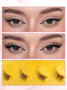 5 Pairs Natural Soft Half-Eye Lashes, Cat Eye Effect False Eyelashes, Extend Eye Corner Lashes, Suitable For Daily Wear, No Makeup Feel, Fit For No-Makeup Look Or Fresh Makeup, Suitable For Daily Wear, Party, Travel, Wedding - Half Eyelashes - View 5