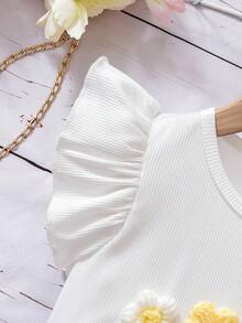 Bộ áo thun hoa và chân váy xếp ly cho bé gái 4-7 tuổi, trang phục đi nghỉ mát dễ thương, phù hợp cho các hoạt động ngoài trời và chụp ảnh, mùa xuân/hè. - màu xanh lá - Xem 5