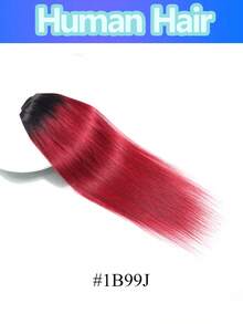16inch Ombre Auburn Brown One Piece U-Shaped Straight Clip-In Hair Extensions T1B99J Remy Human Hair Clip In Extensions One Piece Straight Weft 14-22 Inch Instant Volume Hair Easy Clip On Application Hair Pieces With 5 Clips - Multicolor - View 4
