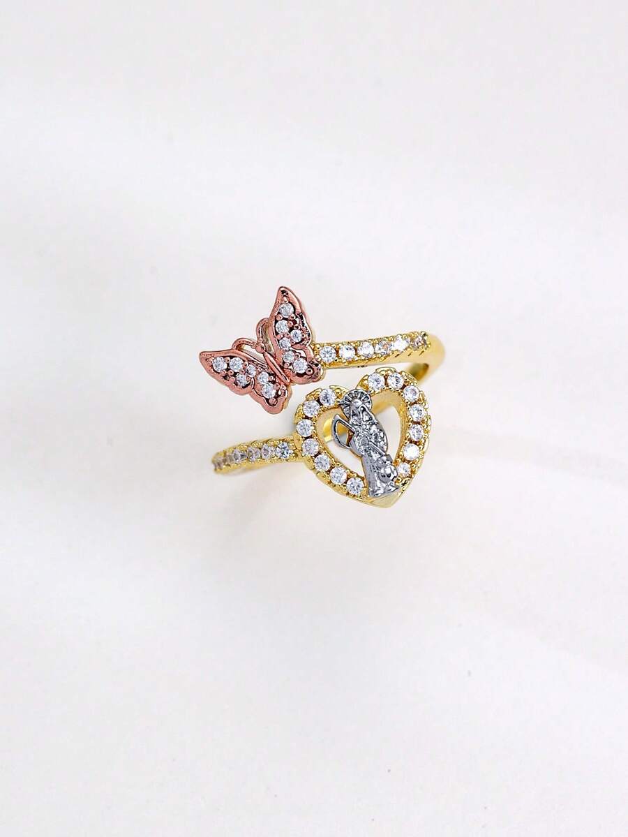 1pc Gold-Plated Christian God Jesus Virgin Mary St. Jude St. Death Goddess Michael Pendant Ring, Suitable For Daily Wear And Special Occasions - Gold - View 1