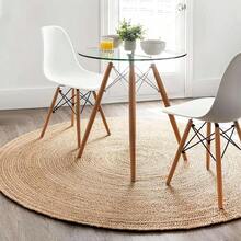 GRUHUM Handwoven Jute Area Rug 4 Feet Round Natural Fiber Boho Soft Braided Rustic Vintage Beige Reversible  Farmhouse Rugs Indoor Kitchen Bedroom LivingRoom Hallways (4'Round) - 自然-12 - 查看 1