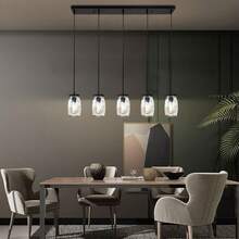 ZHFEISY 5-Light Adjustable Ceiling Light Industrial Pendant Light Mason Jar Chandelier Glass Hanging Ceiling Lamp NEW - View 1