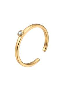 Charm-In Gold-Plated Single Zirconia Open Ring, Minimalist & Elegant, Suitable For Daily Wear And Parties, An Ideal Gift For Women - Gold - View 5
