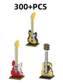 3 piezas Lindo bloque de construcción de instrumento musical, colección de instrumentos musicales, adorno de festival de música, decoración de escritorio para amantes de la música, bajo eléctrico, guitarra, violín, piano. Regalo del Día de San Valentín, regalo de cumpleaños. Regalo de San Valentín, regalos de San Valentín para el novio - Multicolor - Ver 1
