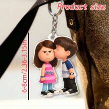 Llavero de pareja de dibujos animados lindos - Personalizado con sus nombres - Llavero acrílico duradero para parejas, regalo ideal para aniversario y Día de San Valentín para él y ella - Llavero de pareja C-Cute - Ver 10