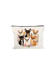 1个可爱毛绒狗狗印花化妆包，米色花卉和小狗印花，带拉链封口，大容量多功能美妆包，适合旅行、日常使用，送给爱狗人士、家人、女朋友和朋友，也是返校礼物、斋月礼物、开斋节礼物、情人节礼物、母亲节礼物、感恩节礼物的理想选择。 - 彩色 - 查看 15