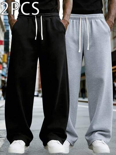 2 pezzi Pantaloni leggeri adatti per primavera ed estate, realizzati al 100% in poliestere, che offrono un'esperienza di indossabilità morbida, comoda e traspirante. Set da 2 pezzi Pantaloni sportivi casual da uomo, stile gamba dritta morbida e scivolata, adatti per attività indoor e all'aperto, possono anche essere usati come regalo di coppia. Prodotti al 100% in poliestere, con vita regolabile con coulisse, disponibili in più colori. Set sottile a 2 pezzi per l'estate.