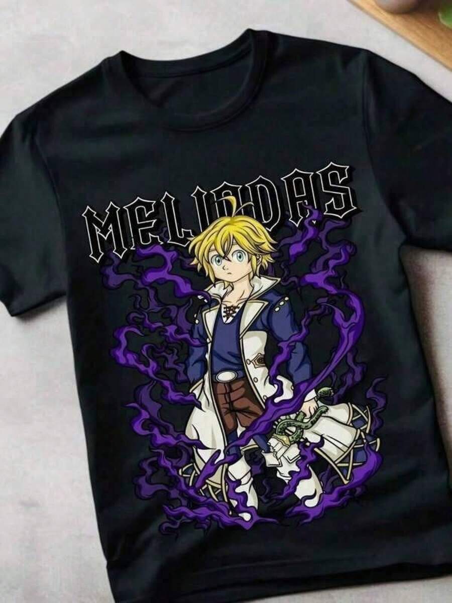 Men's T Shirts 180g Pure Cotton T-Shirt Gowther Seven Deadly Sins T-Shirt Seven Deadl Shirt Meliodas Ban Kawaii Shirt3heavy-Duty Pure Cotton T-Shirt, Fashionable And Comfortable Wo's Cotton T-Shirt, Suitable For Weekends, Travel, Shopping, Outdoor Activities Or Leisure, High-Quality Durable Fabric Suitable For All Seasons, Fashionable Top, Suitable ForParties And Daily Wear Men's Casual Print Round Neck Short Sleeve T-Shirt Standard Fit T-Shirt For Men - 黑色 - 查看 1