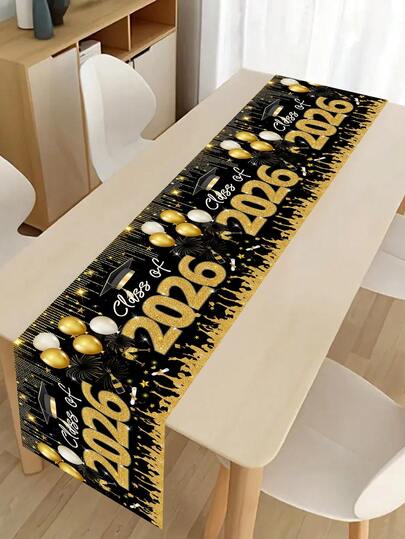 1件装，毕业季桌旗，2026届毕业设计桌布，夏季厨房餐桌装饰，毕业季桌面中心装饰，派对户外装饰，2026届毕业季派对装饰，13x70英寸