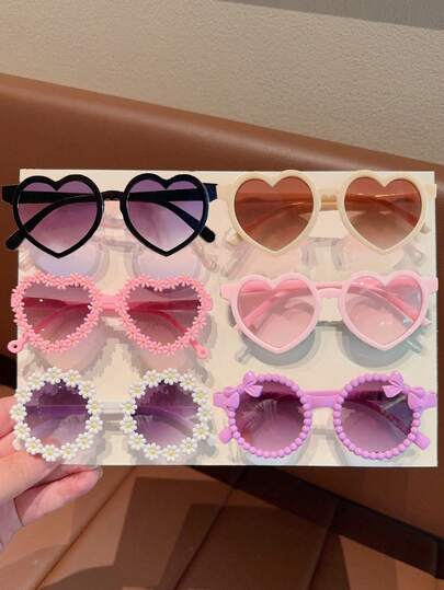 1/2/3/4/6 piezas Gafas de niña con corazón lindo para niños y bebés, gran regalo para el Día de San Valentín, solo se muestra la tarjeta, no se envía