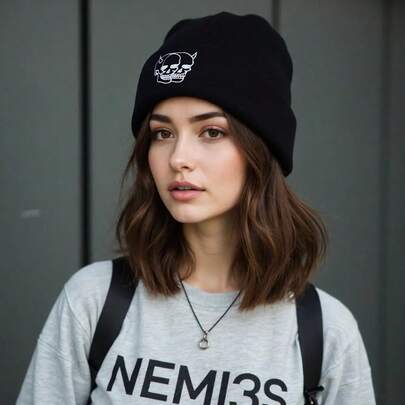 Gorra de calavera de esqueleto, unisex, divertida, cálida y cómoda en invierno, gorra de béisbol elástica de punto con diseño de esqueleto