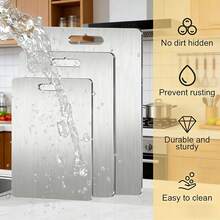 (3pcs/1pc) Stainless Steel Cutting Board, Kitchen Chopping Board, Small Cutting Board, Double-Sided Graded Cutting Board Set, Suitable For Various Cooking Tasks, Christmas, New Year Gift - Silver - View 12