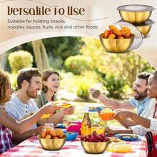 Juego de 12 Cuencos de Mezcla Dorados Nuogo de 6.7 Pulgadas con Tapas Herméticas, Acero Inoxidable Dorado, para Servir Ensalada de Frutas, Sopas, Accesorios de Cocina para Almuerzo - Dorado - Ver 5