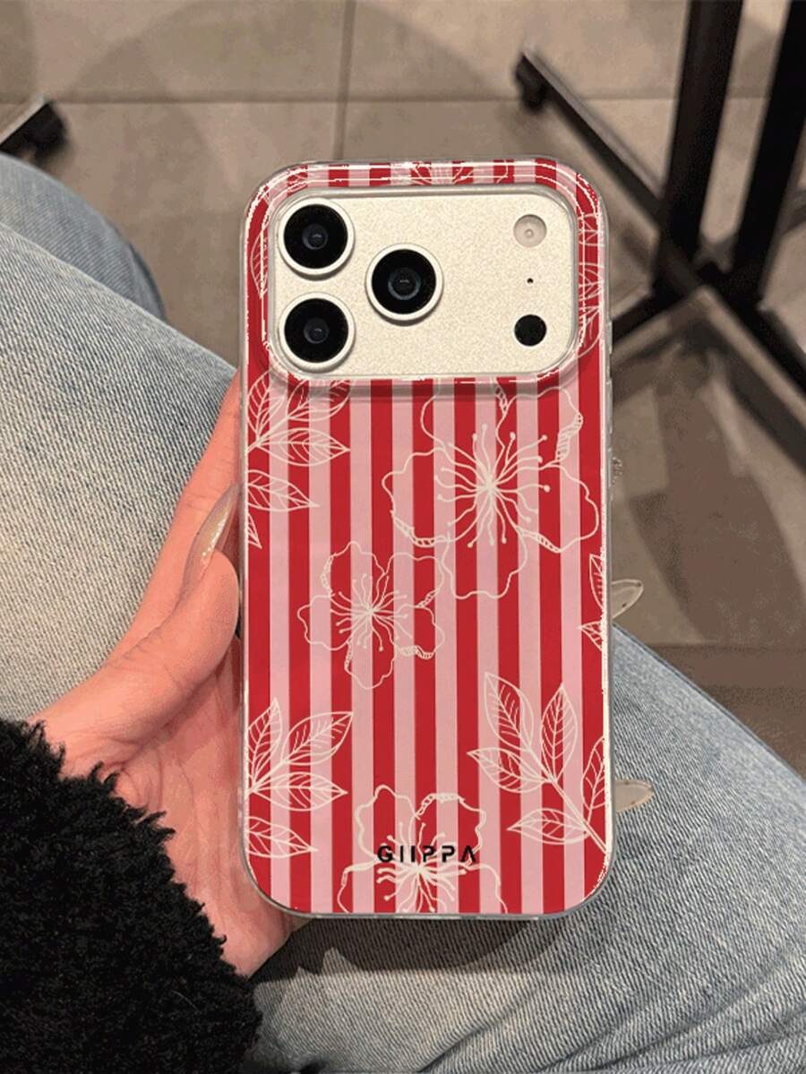 GIIPPA 1个条纹图案设计 17 Pro Max手机壳，也适用于 16 Pro Max、15 Pro Max、14 Pro Max，韩版时尚趣味手机壳，兼容11/12/13/14/15/16 Pro Max Plus，男女皆宜的优雅设计，是圣诞节、情人节、复活节、婚礼季和生日送给女友的理想礼物 - 紅色 - 查看 1