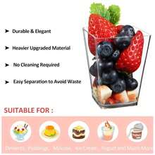 [10pcs/20pcs/25pcs/50pcs/100pcs] Square Transparent Ice Cream Mousse Cups With Lids, Dessert Cups, Pudding Cups, Suitable For Cafes, Snacks, Buffets, Home, Parties, Baking - Low Temperature & Easy To Clean - Clear - View 3