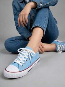 Tenis mujer hombre bota choclo urbano casual zapato deportivo cómodo confort moda unisex 22mx-28mx lona calidad premium raya negra o raya roja - Azul - Ver 2