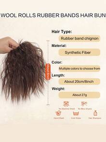 Búi tóc rối, búi tóc kiểu chignon, búi tóc xoăn, thẳng, bồng bềnh, dây buộc tóc, tóc giả tổng hợp dành cho phụ nữ và bé gái, sử dụng hàng ngày khi hẹn hò. - Nhiều màu - Xem 3