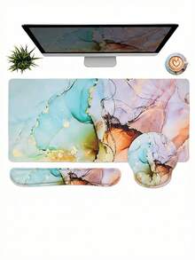 4-In-1 Gaming Mouse Pad Set With Wrist Rest, Including Mouse Pad, Desk Mat, Keyboard Wrist Rest, And Coaster, Ergonomic Design For Home, Office, Study, And Gaming - Multicolor - View 18