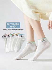 5双男女通用可爱熊兔图案时尚百搭透气防臭袜子 - 彩色 - 查看 6