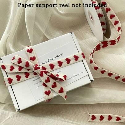 5 Sizes - Holiday Decorative Ribbons, Heart Print Ribbons, Gift Wrapping Woven Ropes, Handmade DIY Korean Style Floral Arrangement Ropes, Cake & Birthday Box Packaging Ribbons, Gift Wrapping Woven Bows, Bouquet Gift Cake Packaging, Floral Satin Ribbons, Back To School & Valentine's Day (Excluding Paper Tube Rolls)