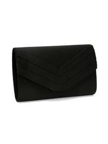 Women's Straw & Velvet Evening Bag With Chain Strap, Suitable For Beach And Formal Parties - Black - View 4
