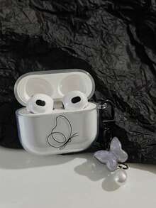 Line Butterfly Protective Case Compatible With Apple Bluetooth Earphones, Anti-Scratch And Shock-Proof Cover Compatible With Apple Bluetooth Wave Earphone Case - Clear - View 10