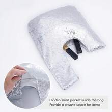 Sequin Evening Bag Wrist Handbag Glitter Clutch Phone Wallet Purse Portable Pouch - Silver - View 6