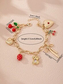 1 Pc Cherry Chilli Charm Bracelet For Women Enameled Cherries Bracelets Summer Jewelry - Multicolor - View 3