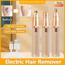 Afeitadora de lápiz labial 3 en 1 para mujer, recortador de cejas, depiladora corporal recargable por USB para Bikini, piernas y cara OG5G - Negro - Ver 3