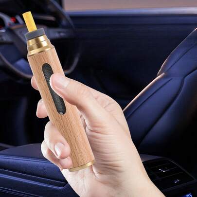Portable Wooden Ashtray With Storage Function And Shock Absorption, Suitable For Car And Outdoor Travel