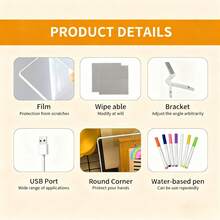 Valentine's Day LED Illuminated Message Board - Includes 7 Color Markers, USB Powered Acrylic Dry Erase Board, Creative Glow-In-The-Dark Gift And Romantic Decor - Multicolor - View 6