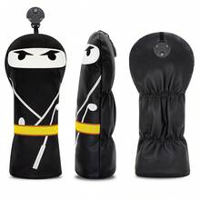 1pc Masked Hero Design, Golf Club Driver, Fairway Wood And Mixed Head Cover PU Leather Wood Club Cover, White Golf Accessory Golf Gift - Multicolor - View 5