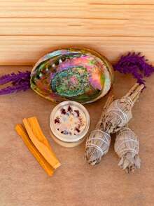 1pc Large Natural Abalone Shell Bowl - Rainbow Smudge Burner And Incense Holder, Wooden Shell Suitable For Sage, Meditation, Yoga Studio, Camping, Rainbow Shell Bowl - Home And Outdoor Decor - Multicolor - View 6