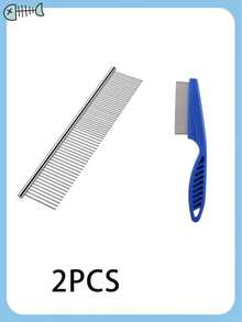 4pcs Blue Pet Grooming Set - Cat/Dog Deshedding Brush, Bathing Massage Glove, Flea Comb, Furniture Scratching Pad - Multicolor - View 9