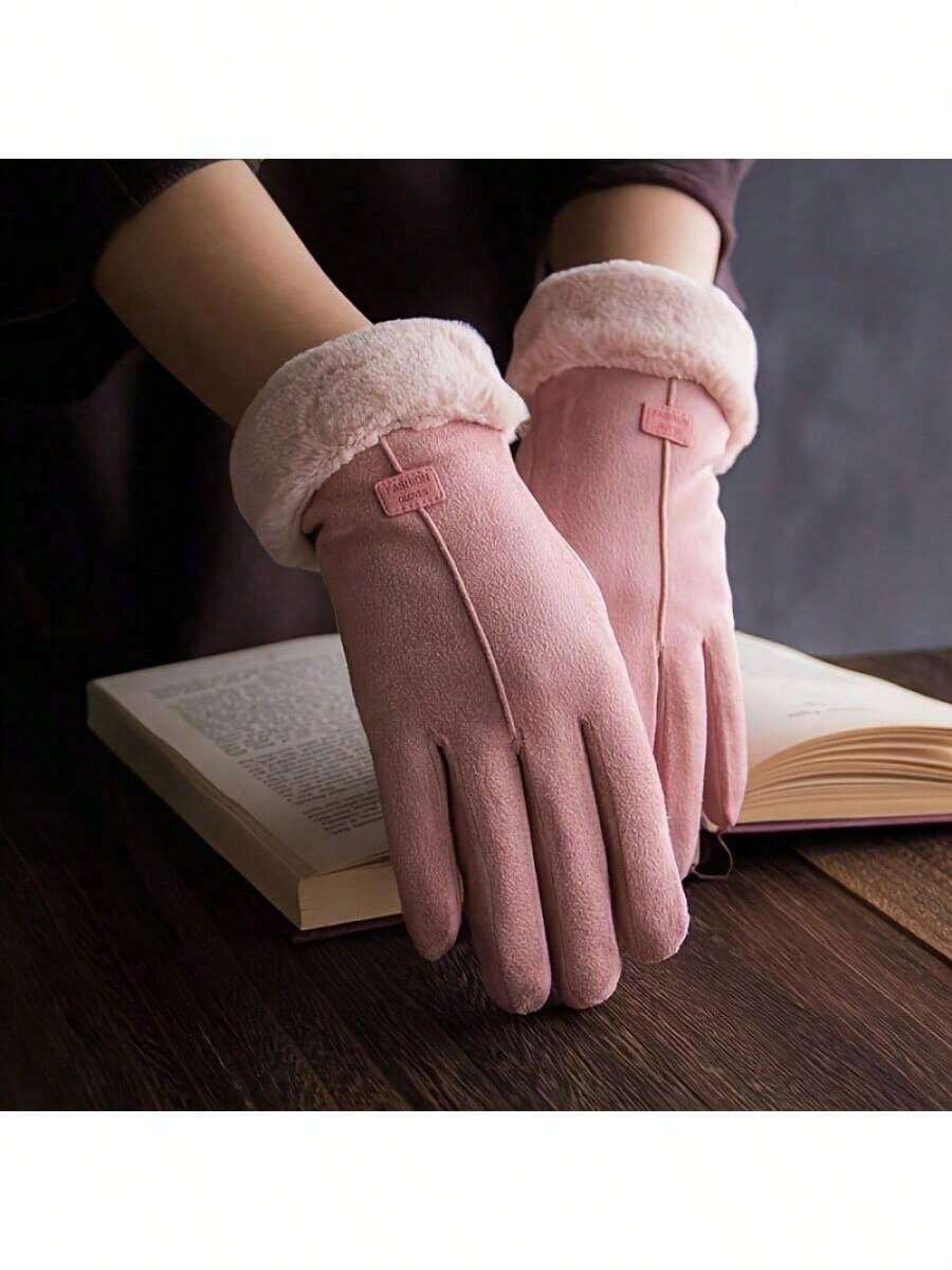 1 双保暖冬季手套，抓绒内衬，加厚触屏运动手套，圣诞手套，圣诞礼物 - A - 查看 1