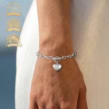 1pc Fashion 925 Sterling Silver Cubic Zirconia Crown & Heart Bracelet, Elegant & Artistic, Suitable For Daily Wear And Gift - Silver - View 7