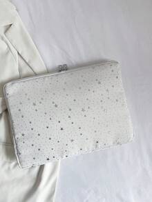 1 chiếc bao đựng laptop học sinh 11"/13"/15", vải in hình ngôi sao, kiểu dáng thường ngày, bảo vệ laptop, phù hợp cho Macbook, HP, ASUS, dành cho nữ sinh, thanh thiếu niên, nam sinh, sinh viên đại học, bao đựng máy tính bảng 9-15", túi chống sốc. - trắng - Xem 5