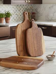 1 Pack Redwood Cutting Board - Stylish Long-Handle Wooden Kitchen Chopping Board, Solid Wood For Slicing Meat, Cheese, Bread, Veggies & Fruits - Versatile Charcuterie Or Cheese Platter, Ideal For Food Prep & Serving, Portable Camping Board, Modern Rustic Kitchen Essential. Perfect Mother's Day, New Year's, Valentine's Day, Housewarming, Or Wedding Gift. - Redwood - View 3