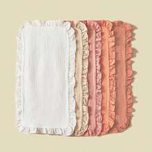 5pcs Baby Muslin Feeding Burp Cloths, Ruffled Pink Baby Pillow Case, Face Towel, Bib, Spring/Summer New Gift Set - Multicolor - View 8