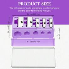 2 Pcs 5 Point Manual Pencil Sharpener With Plastic Lid Makeup Eyeliner Pencil Sharpener - Purple - View 3