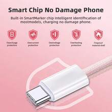 20W墙式充电器套装，粉色充电适配器，配备100厘米尼龙编织防缠绕USB-C转iOS充电线，兼容 14/13/12/11 Pro Max Plus，便携式充电套装 - 美規A型插(110-127V) - 查看 7